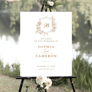 Blommigt Elegant Ro Monogram Vapensköld Välkomstte Poster