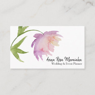 *~* Blommigt Elegant Rosa Lavender Watercolor Peon Visitkort