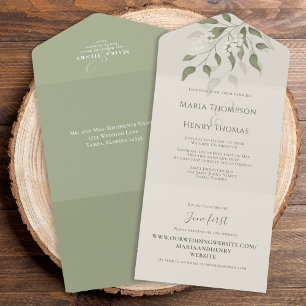 Blommigt Elegant Sage Grönt Greenery Foliage