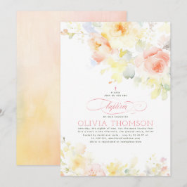 Blommigt Elegant Soft Girl's Baptism Inbjudningar