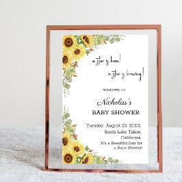 Blommigt Elegant Solblommor Baby Shower Välkomstte Poster