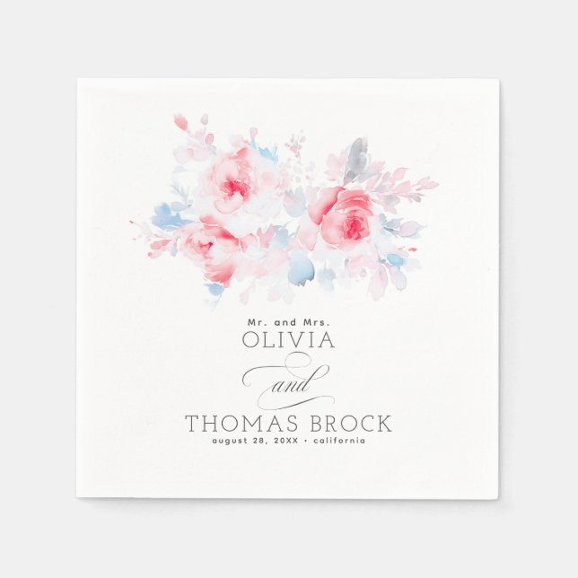 Blommigt Elegant, sommartid, Bröllop Pappersservett (Framsidan)