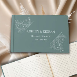 Blommigt Elegant Teal Bröllop Gästböcker