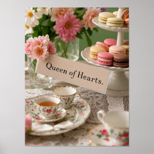 Blommigt elegant tekopp Hjärtdrottning Poster