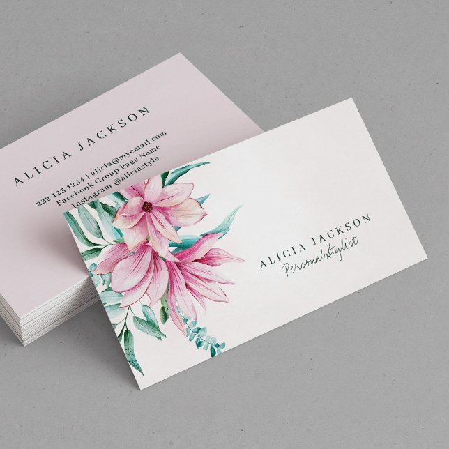 Blommigt elegant vattenfärg modern personlig forma visitkort (Skapare uppladdad)