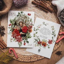 Blommigt Elegant Vattenfärgsfoto God jul Foto Julkort