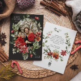 Blommigt Elegant Vattenfärgsfoto God jul Foto Julkort