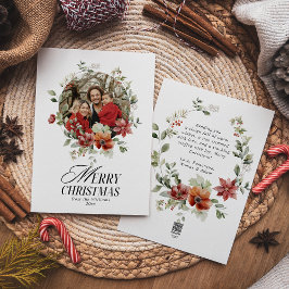 Blommigt Elegant Vattenfärgsfoto God jul Foto Julkort