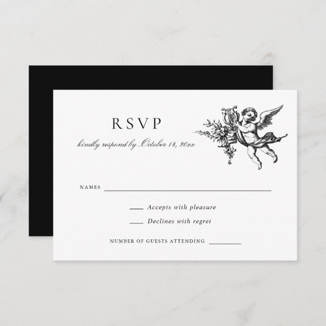 Blommigt Elegant Vintage Baroque Toile Bröllop OSA Inbjudningar (Fram/baksida)