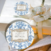 Blommigt Elegant Vintage Blue White Guld Möhippa