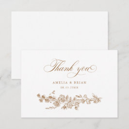 Blommigt Elegant Vintage Engraved Flowers Bröllop Tack Kort