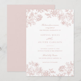 Blommigt Elegant Vintage  Ro Bröllop Inbjudningar