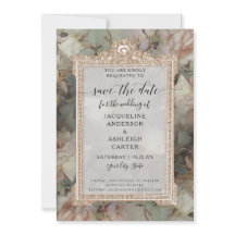 Blommigt Elegant Vintage  White Mint Ro Guld