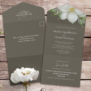 Blommigt Elegant White Magnolia Guest Adresserad