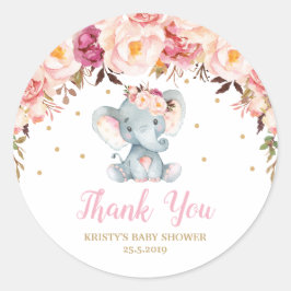  Blommigt Elephant Baby Shower Birthday Favor Runt Klistermärke