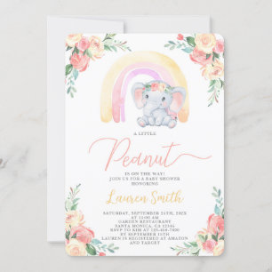 Blommigt Elephant Baby Shower Girl-inbjudan Inbjudningar