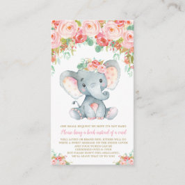 Blommigt Elephant Baby Shower, ta med en Bok Tilläggskort