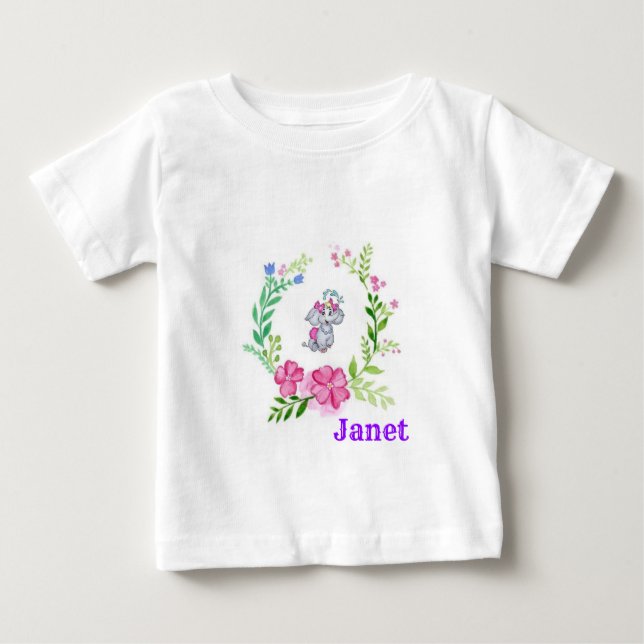 Blommigt Elephant Infant Shirt T (Framsida)