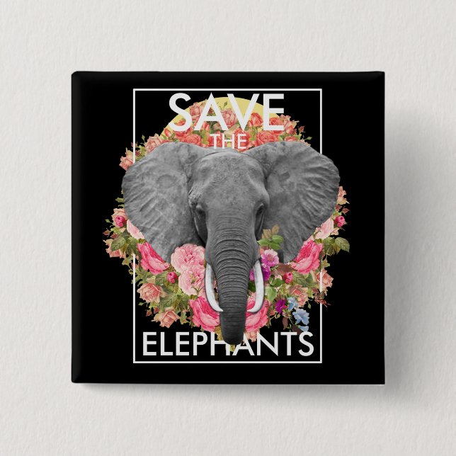 Blommigt Elephant Knapp (Framsida)