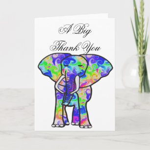 Blommigt Elephant-tackkort Tack Kort