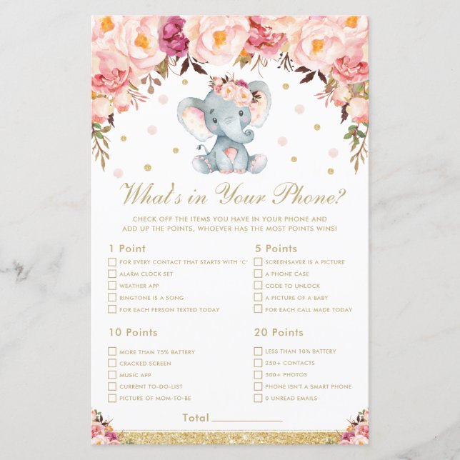  Blommigt Elephant What's in your Mobil Game (Framsida)