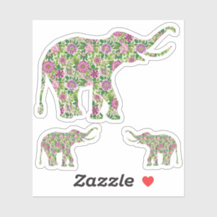 Blommigt elephants Illustration Klistermärken