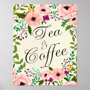 blommigt elfenbenskaffeskylt bröllop poster