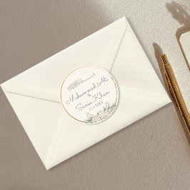 Blommigt Elfenbenskusten och Guld muslimska Bröllo Runt Klistermärke