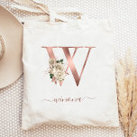 Blommigt Elfenbenskusten Ro Guld Monogram Brev W Tygkasse<br><div class="desc">Denna elegant i säcken har ett stort brev "W"-monogram i faux ro guld-folie, som dekoreras med en vintage elfenbensbukett blommigt som trimmas med grönt och ro guld. Anpassa det med hennes handskriftsskript namn i ro guld, med blomning i början och slutet. Gör en perfekt till en gåva. Andra brev i...</div>