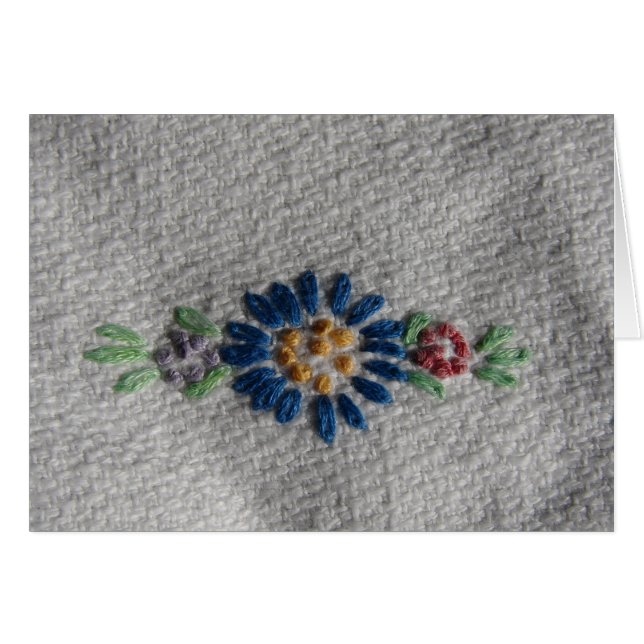 Blommigt Embroidery Hälsningskort (Framsidan Horizontal)