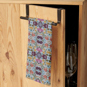Blommigt Embroidery Mönster med vackra blommor Kökshandduk