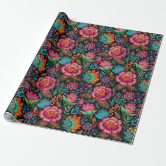 Blommigt Embroidery Mönster Presentpapper