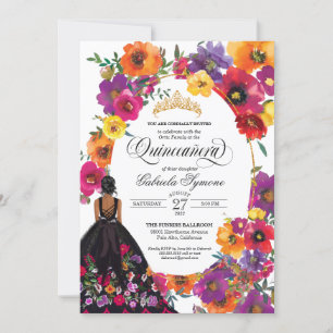 Blommigt Embroidery Watercolor Flowers Quinceanera Inbjudningar