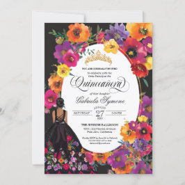 Blommigt Embroidery Watercolor Flowers Quinceanera Inbjudningar