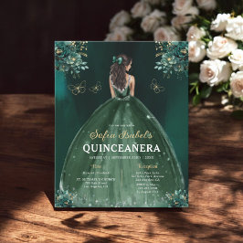 Blommigt Emerald Grönt Dress Birthday Quinceanera Flygblad