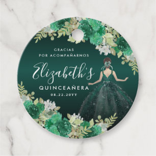 Blommigt Emerald Grönt Dress Birthday Quinceanera Gåvor Etiketter