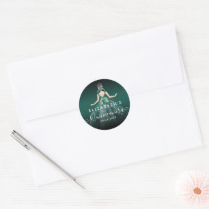 Blommigt Emerald Grönt Dress Birthday Quinceanera Runt Klistermärke