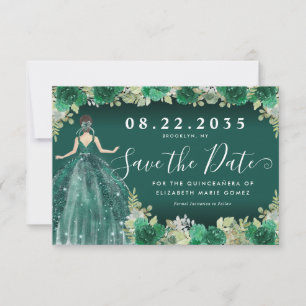 Blommigt Emerald Grönt Dress Birthday Quinceanera Spara Datumet