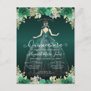 Blommigt Emerald Grönt Dress Birthday Quinceanera Vykort
