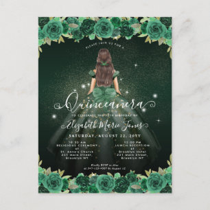 Blommigt Emerald Grönt Gnistra Birthday Quinceaner Vykort