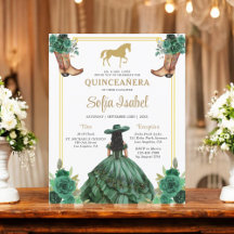 Blommigt Emerald Grönt Guld Boots Horse Quinceaner