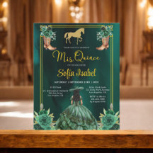 Blommigt Emerald Grönt Guld Boots Horse Quinceaner