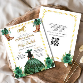 Blommigt Emerald Grönt Guld Boots Horse Quinceaner Flygblad