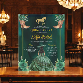 Blommigt Emerald Grönt Guld Boots Horse Quinceaner Flygblad