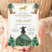 Blommigt Emerald Grönt Guld Boots Horse Quinceaner