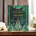 Blommigt Emerald Grönt Guld Butterfly Quinceanera Flygblad<br><div class="desc">Fira en magisk milstolpe med en fantastisk Blommigt Emerald Grönt och Guld Butterfly Quinceañera-inbjudan. Den här eleganten har klara framväxande gröntar och delikata guld-accenter och är försedd med vackra blommönster och visuella fjärilar som symboliserar tillväxt och omvandling. Perfekt för en sofistikerad och naturinspirerad quinceañera, inbjudan blandar klassiskt elegans med modernt...</div>