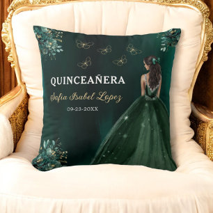 Blommigt Emerald Grönt Princess Quinceanera Kudde