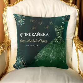 Blommigt Emerald Grönt Princess Quinceanera Kudde