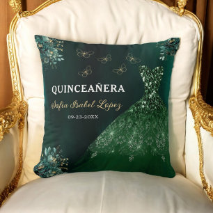 Blommigt Emerald Grönt Princess Quinceanera Kudde