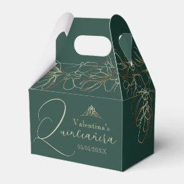 Blommigt Emerald Grönt Quinceañera Favor Box Presentaskar